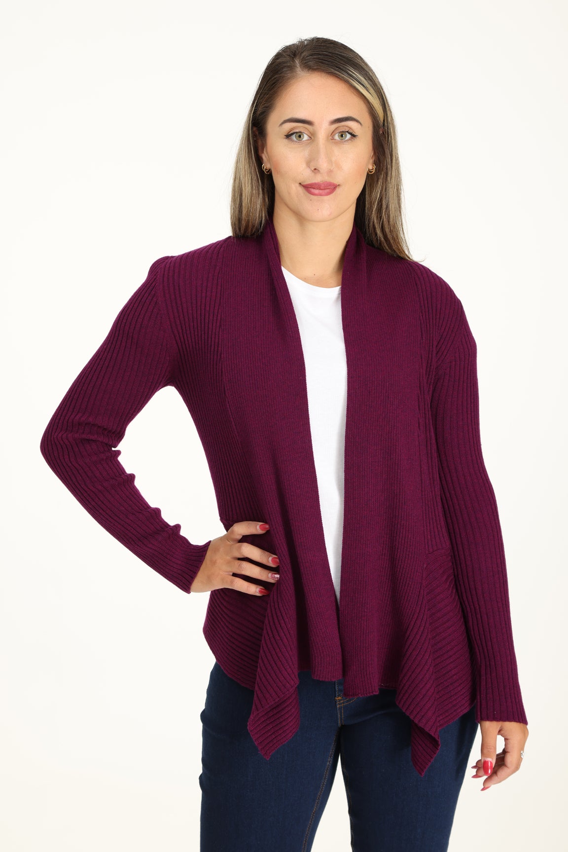 Fine Cosy Knitwear Cardigan in Berry | Caroline Eve