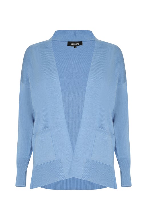 Viscose Rich Knitwear Cardigan in Blue | Caroline Eve