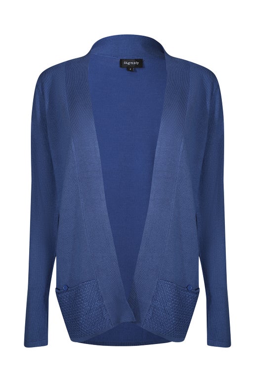 Viscose Rich Knitwear Cardigan in Blue | Caroline Eve