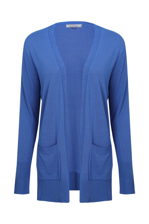 Light Viscose Rich Knitwear Cardigan in Blue | Caroline Eve