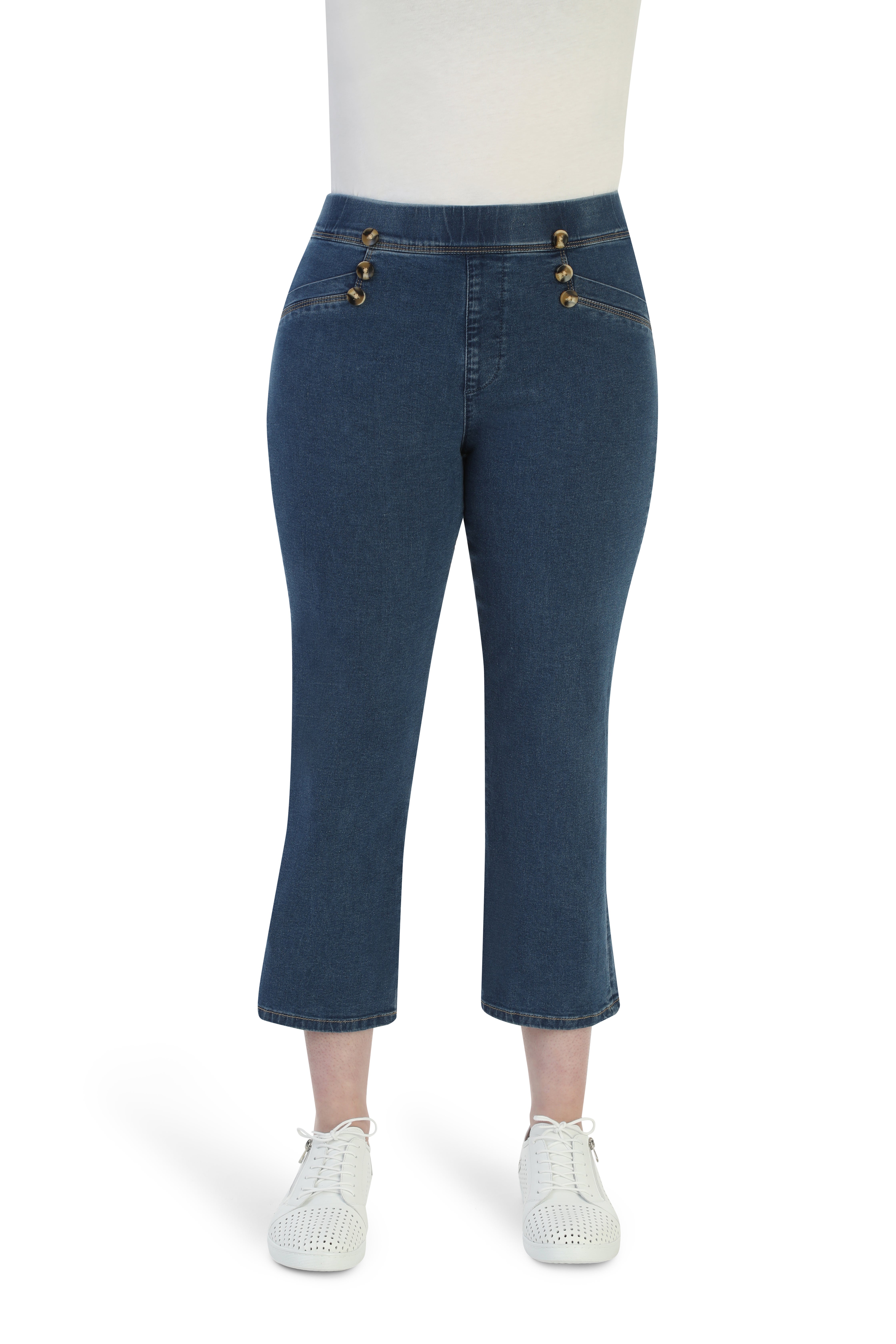 Wide Leg Pull On Crop Jean Wonder Denim in Blue