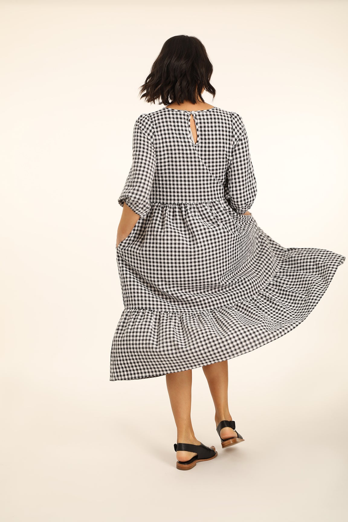 black and white gingham dress