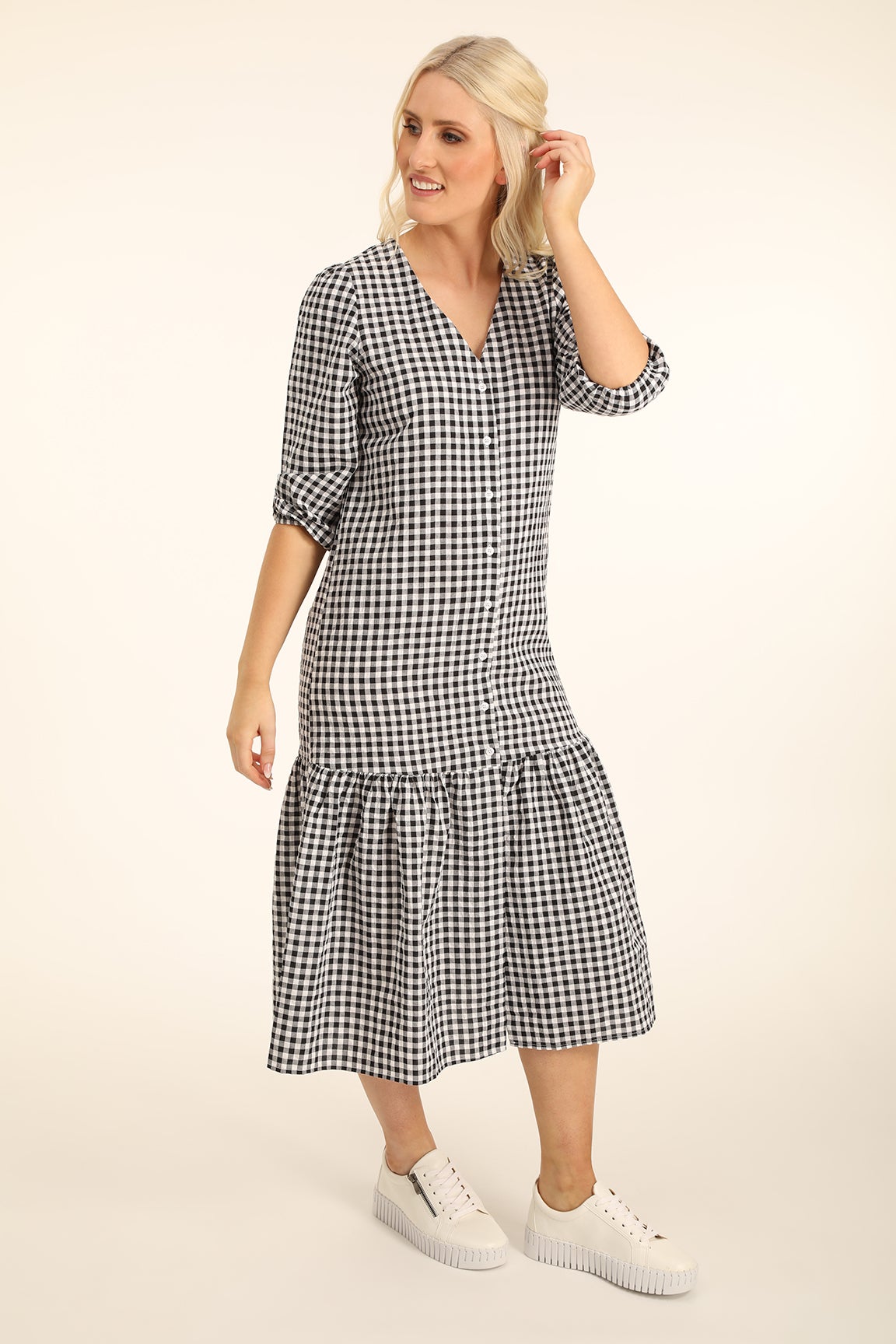 Buy Global Republic White Check High-Low Dress for Women's Online @ Tata  CLiQ