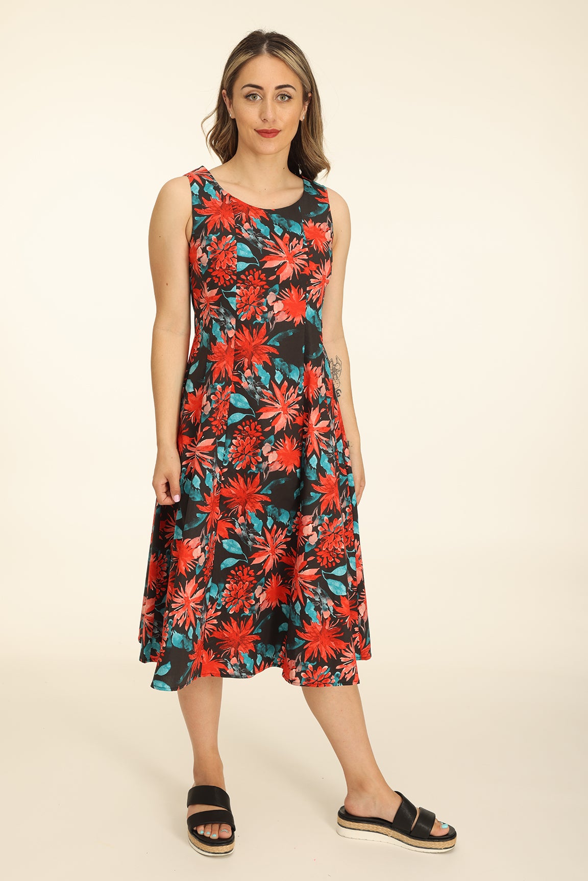 Printed clearance poplin dress