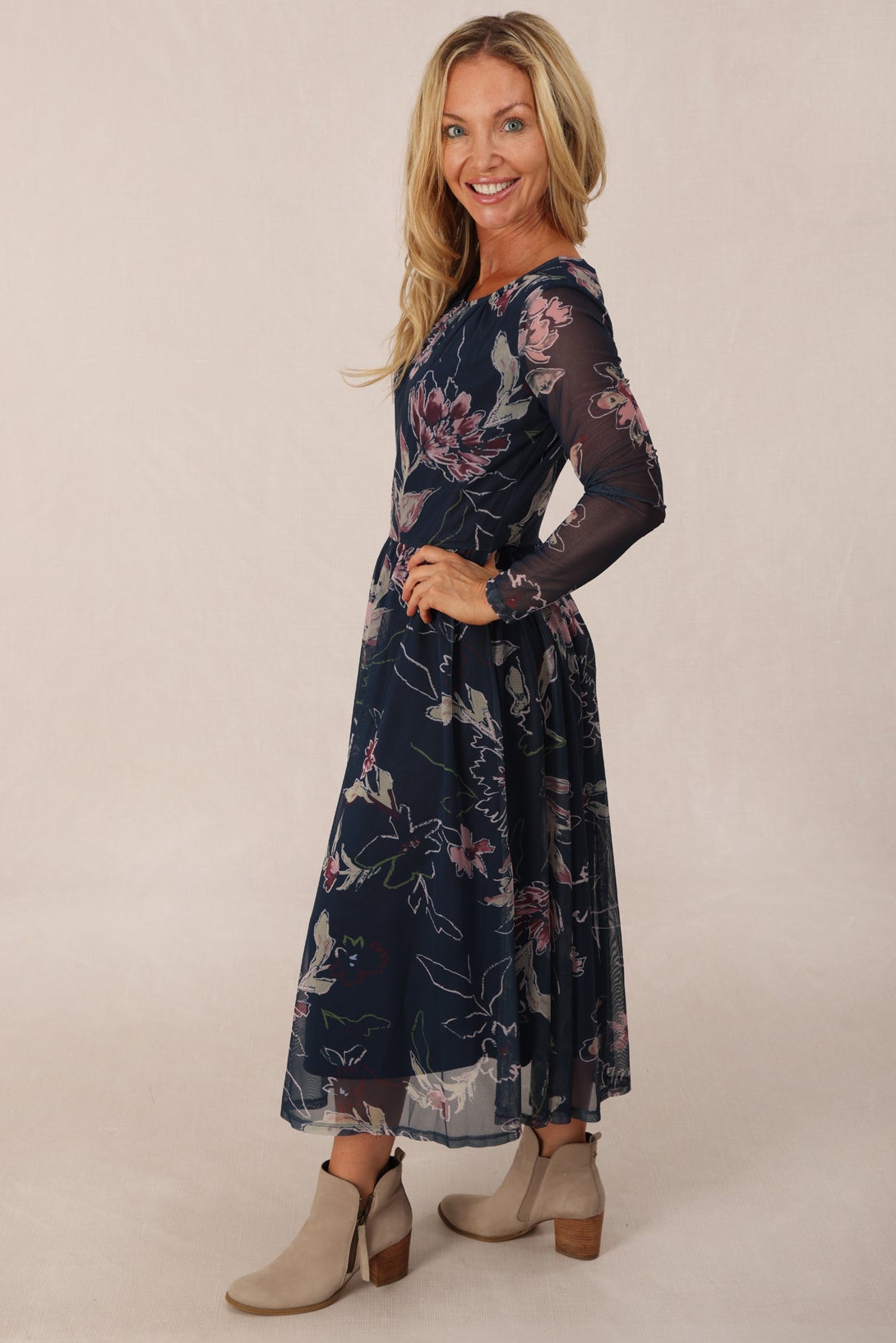 chiffon metallic dress Chiffon Dress with Metallic Flower Detail and Chiffon Scarf