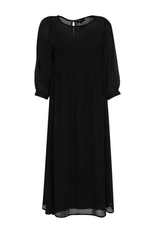 Soft Cross Hatch Dress in Black | Caroline Eve