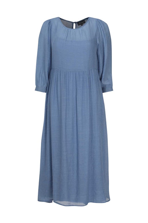 Soft Cross Hatch Dress in Blue | Caroline Eve