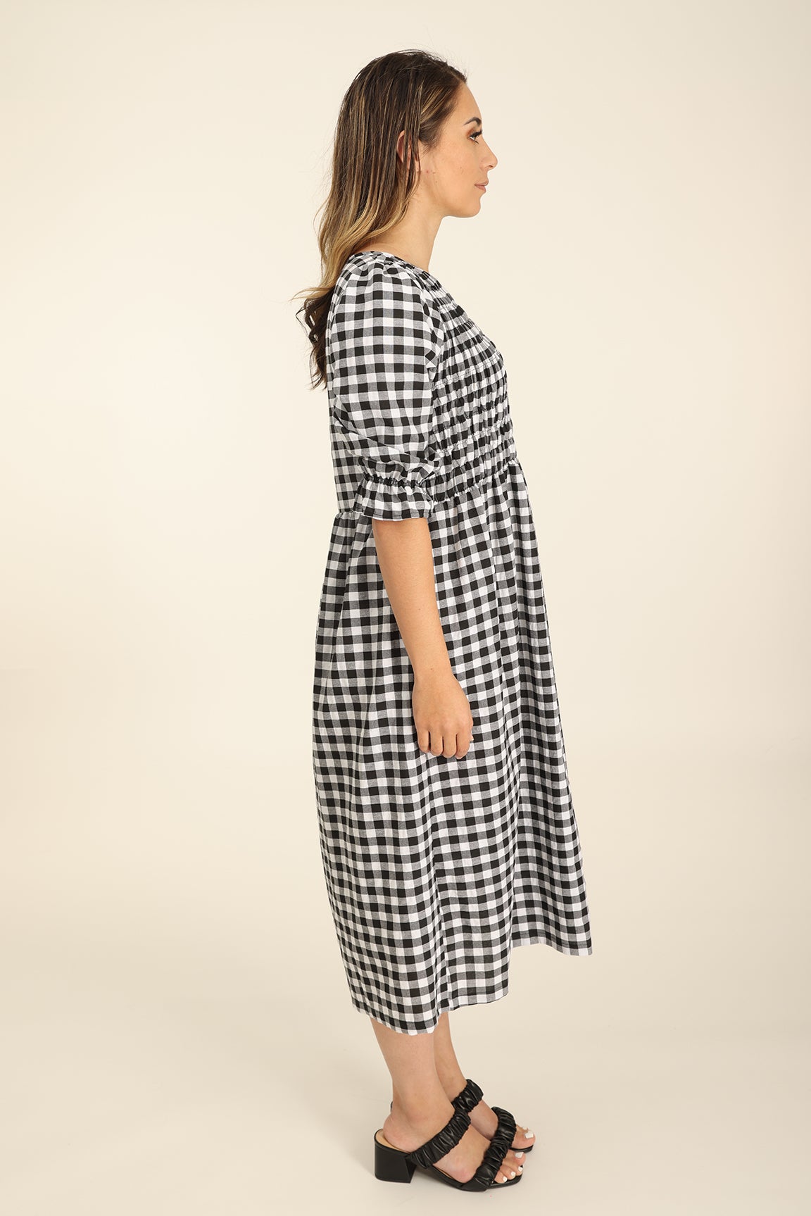 Shop Online Black & White Check Print Shirt Dress Midi Dresses Black Dresses  in India at Best Prices – Lady India