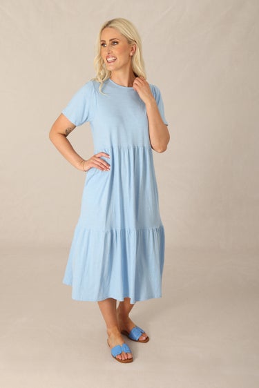 cotton slub tiered dress DILLON TIERED DRESS