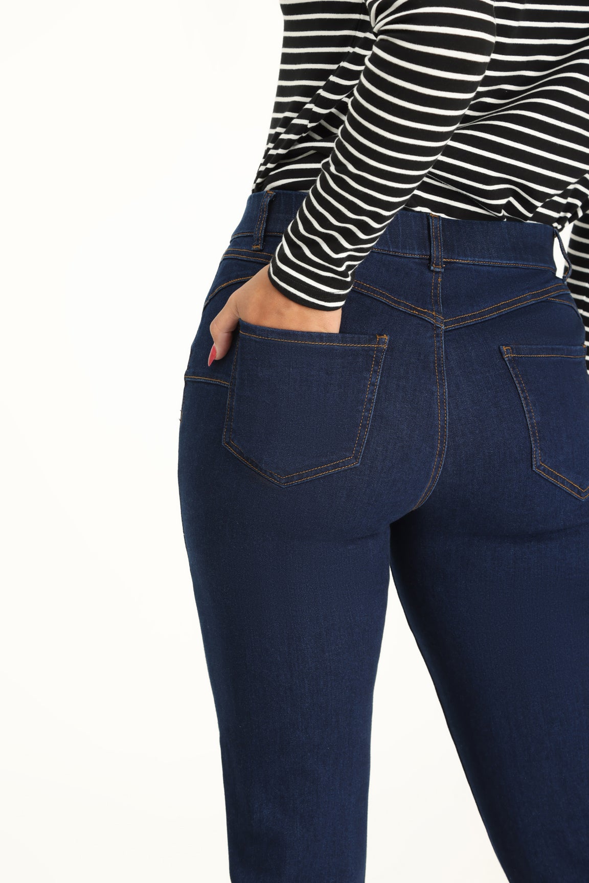 Twin Lakes Denim Tapered Leg Extra Short Jean in Blue Caroline Eve