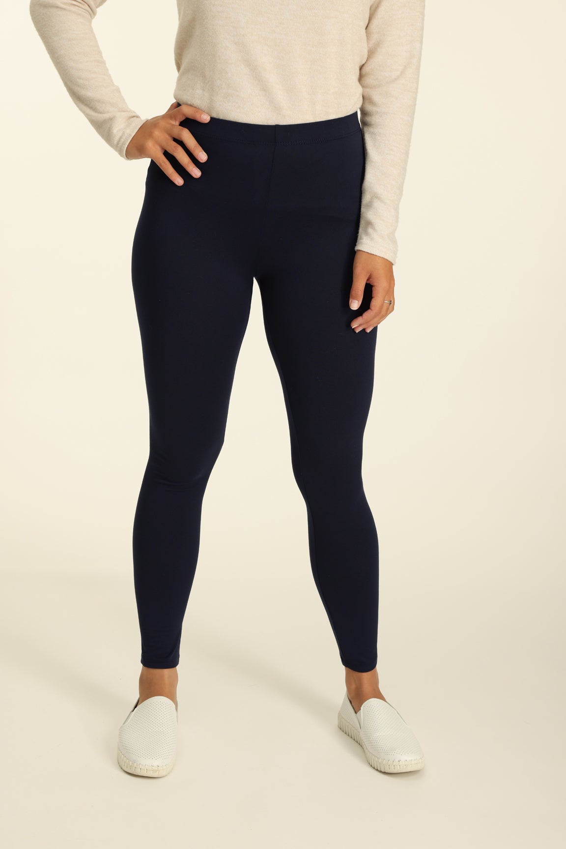 Warm Knit Extra Short Legging in Navy Caroline Eve