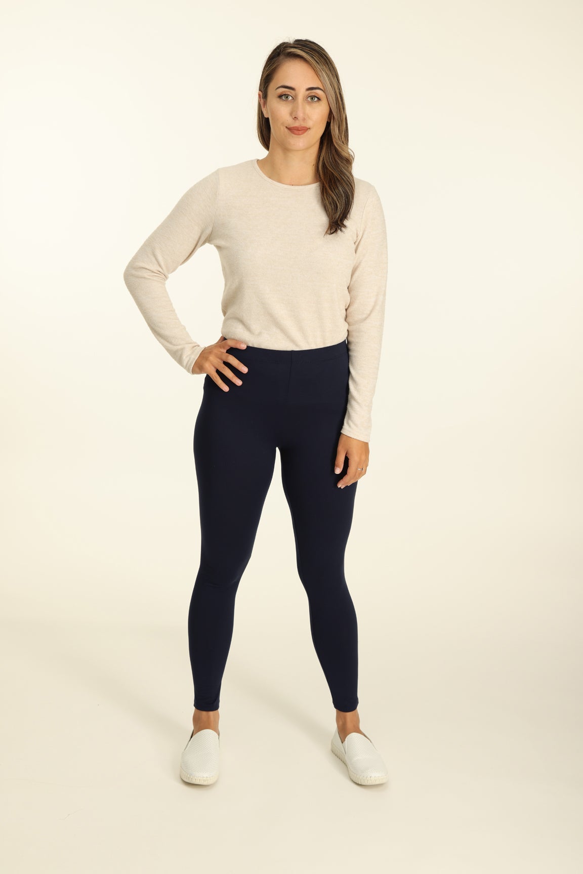 Warm Knit Extra Short Legging in Navy Caroline Eve