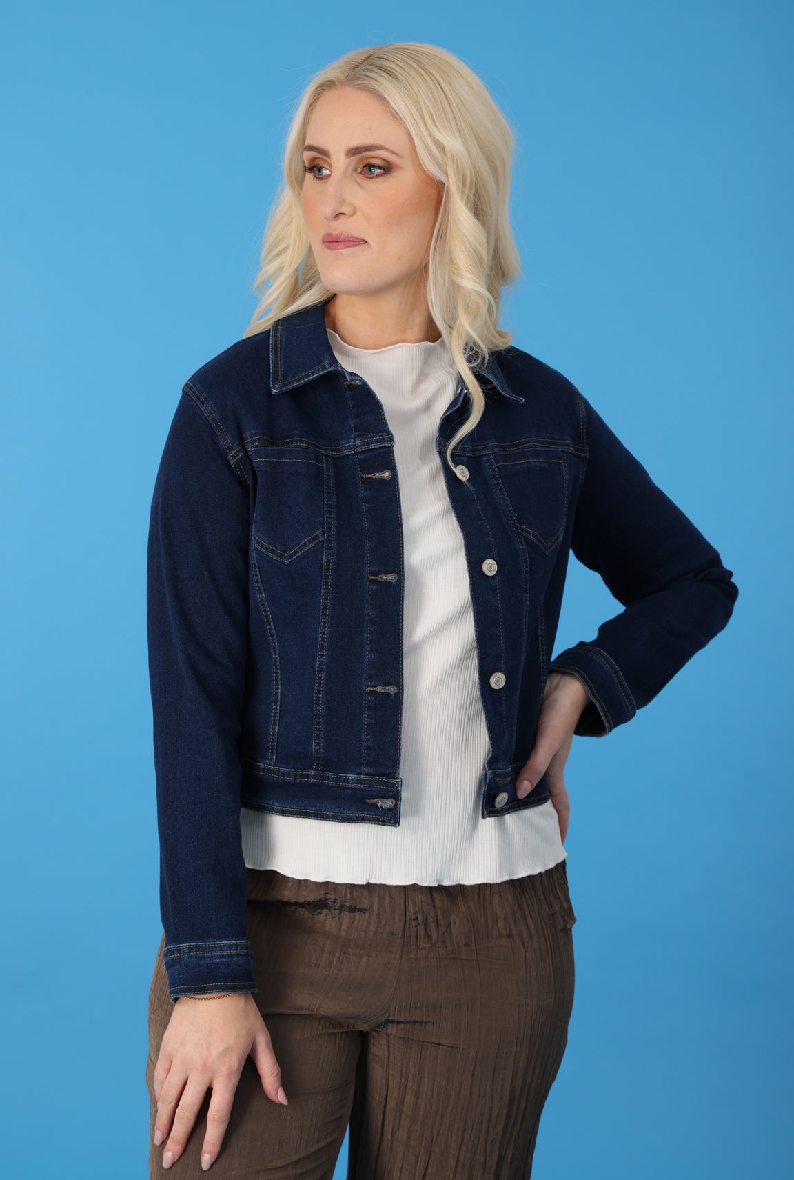 Twin Lakes Denim Jacket in Blue | Caroline Eve