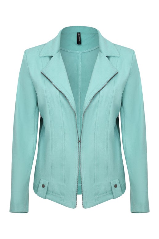 Pu Leather Look Jacket in Jade | Caroline Eve