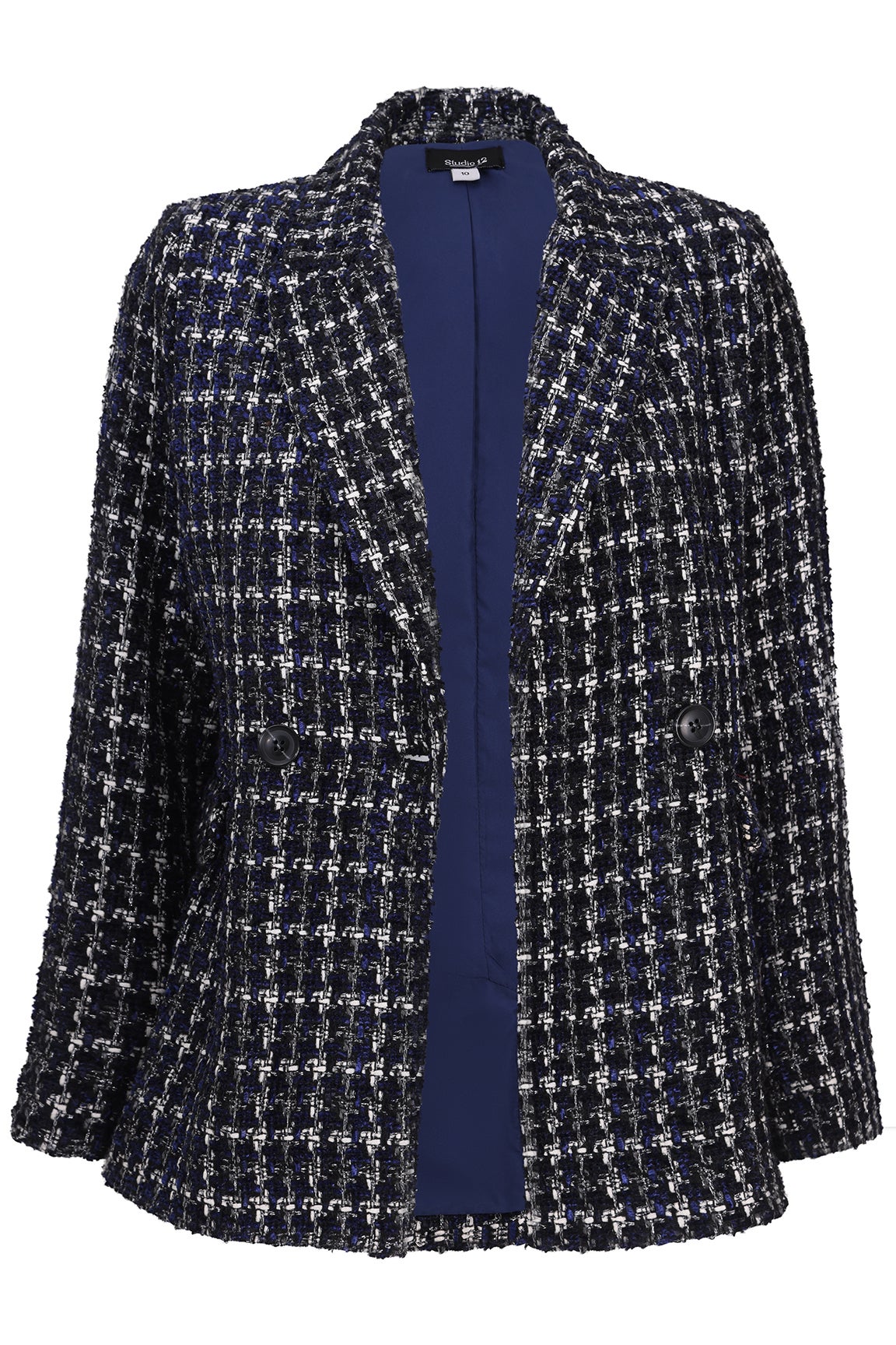 Woven Boucle Jacket in Blue | Caroline Eve