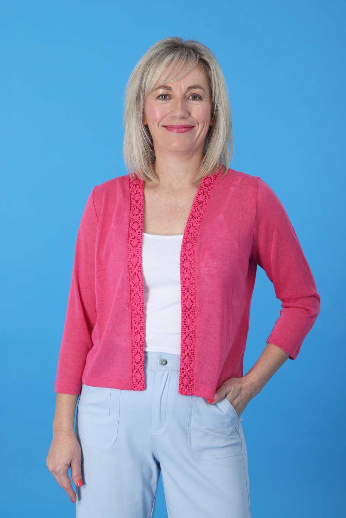 Soft Knit Jacket in Pink Caroline Eve