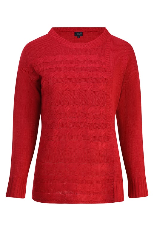 Acrylic Rib Knitwear Jersey in Red Caroline Eve