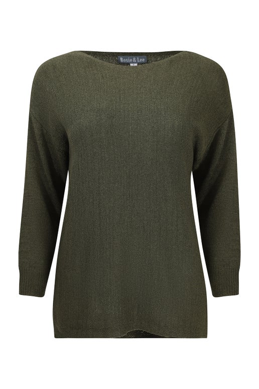 Ribbon Knitwear Jersey in Green Caroline Eve