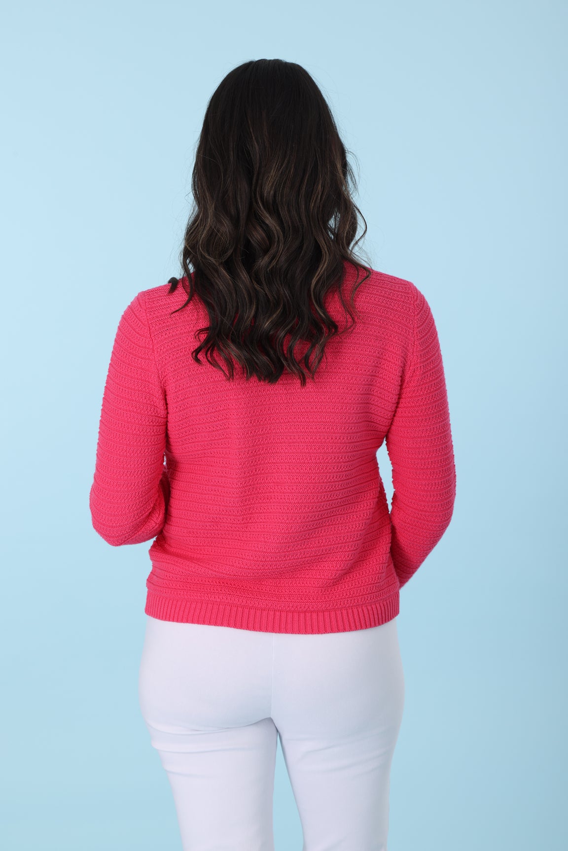 100% Cotton Knit Jacket in Pink | Caroline Eve