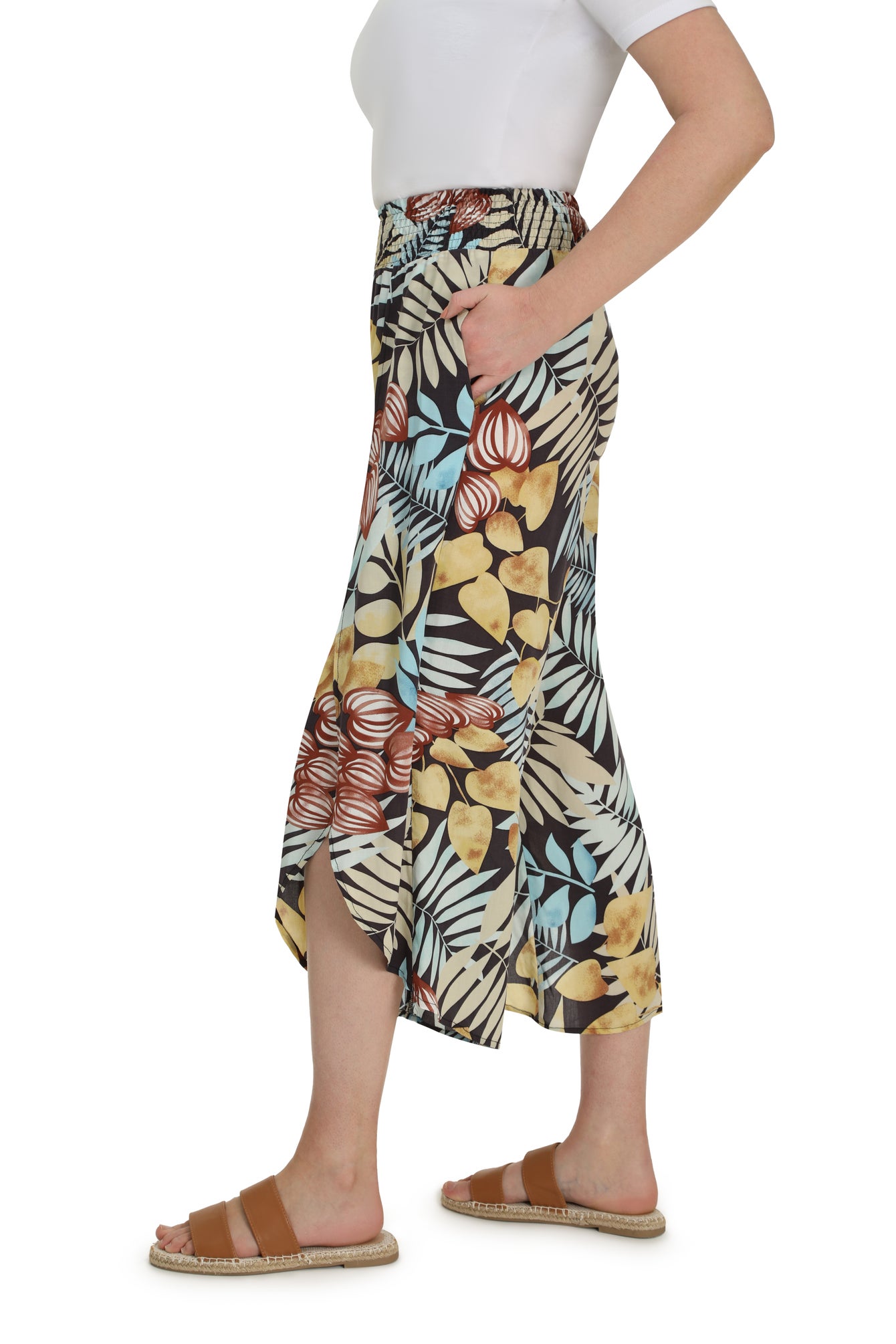 Caroline Satin Unique Print Scarf Tank and Elastic Waist Wide Leg Pants Set main image 1