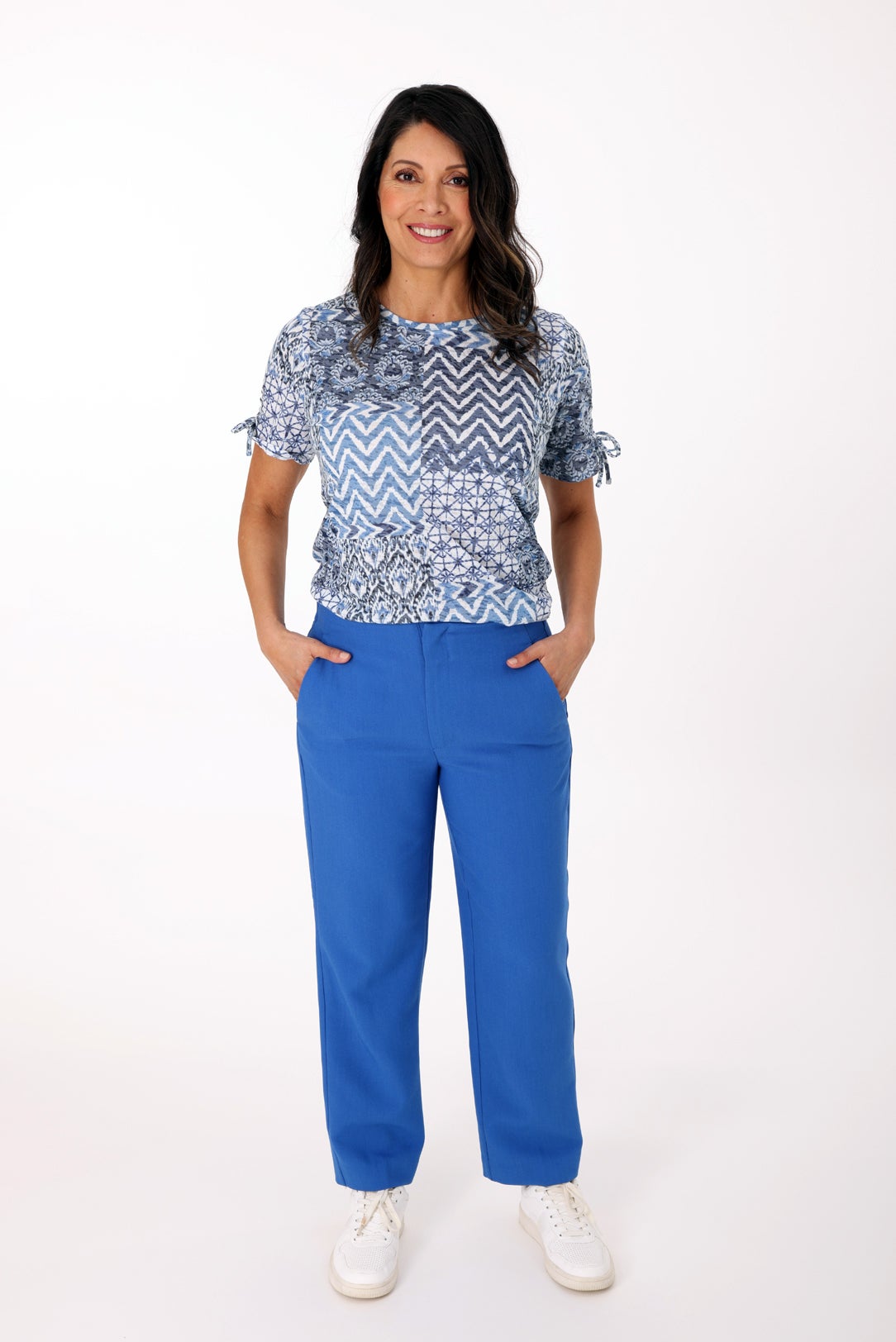 Textured Tailoring Short Pant in Blue | Caroline Eve