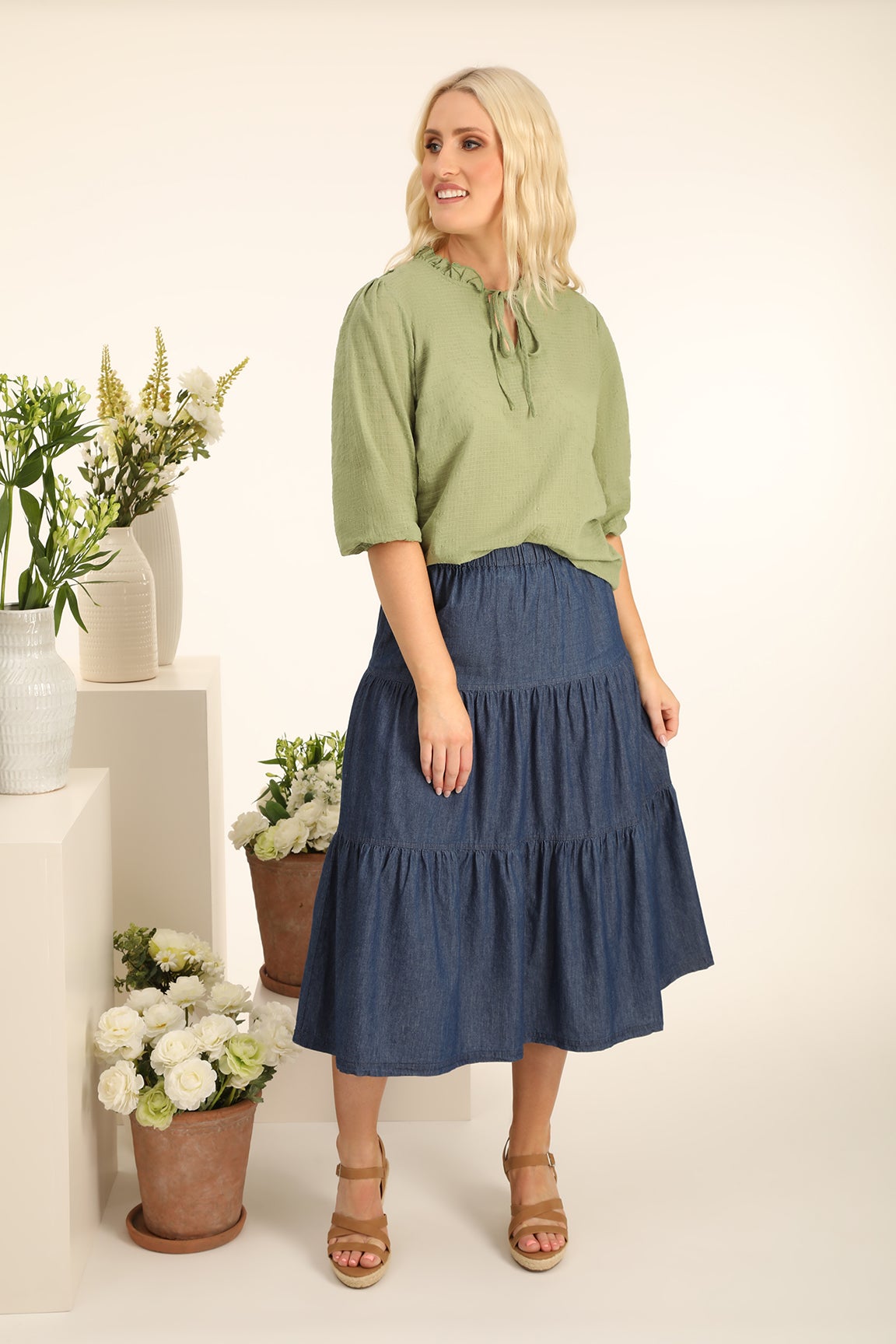 Printed Rayon Cotton Skirt Caroline Eve