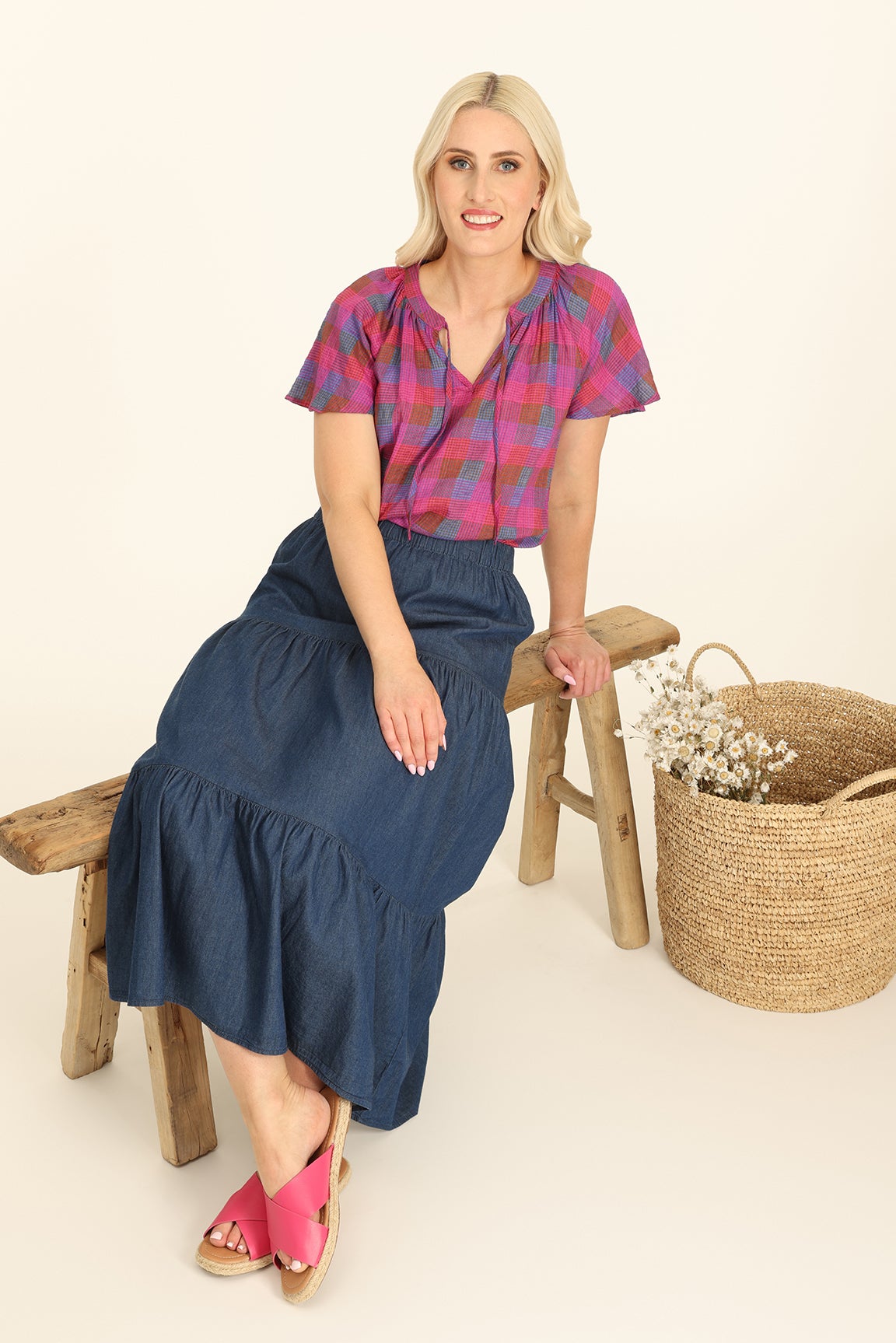 Tiered Chambray Skirt - Ready to Wear