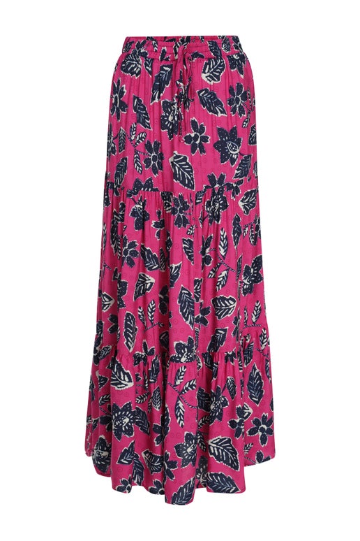 Printed Rayon Skirt in Pink | Caroline Eve
