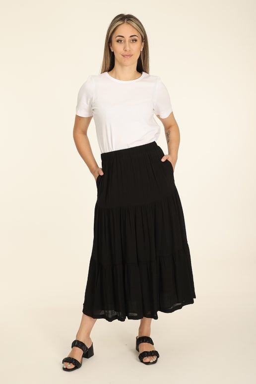 Soft Cross Hatch Skirt in Black | Caroline Eve