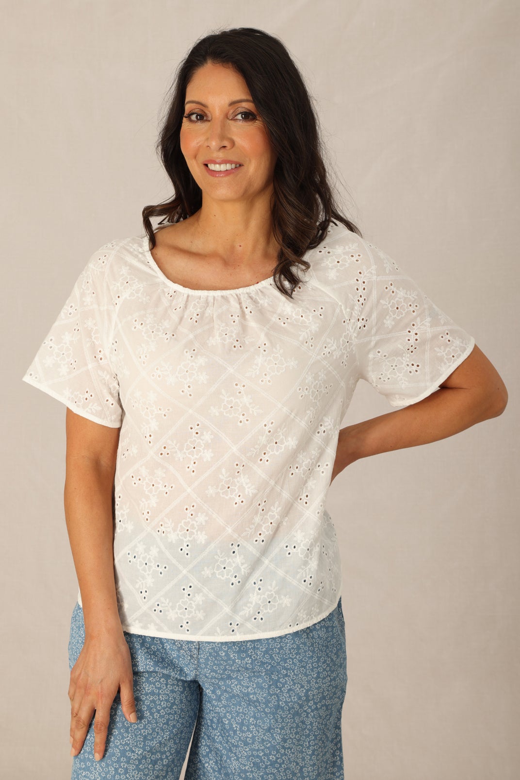 Broderie Anglaise Top in White | Caroline Eve