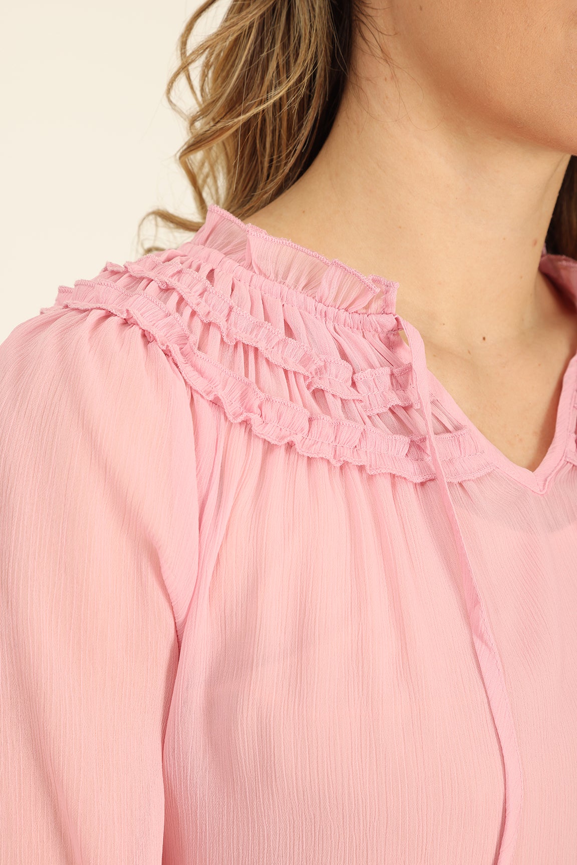 Plain Yoryu Chiffon Top in Pink | Caroline Eve