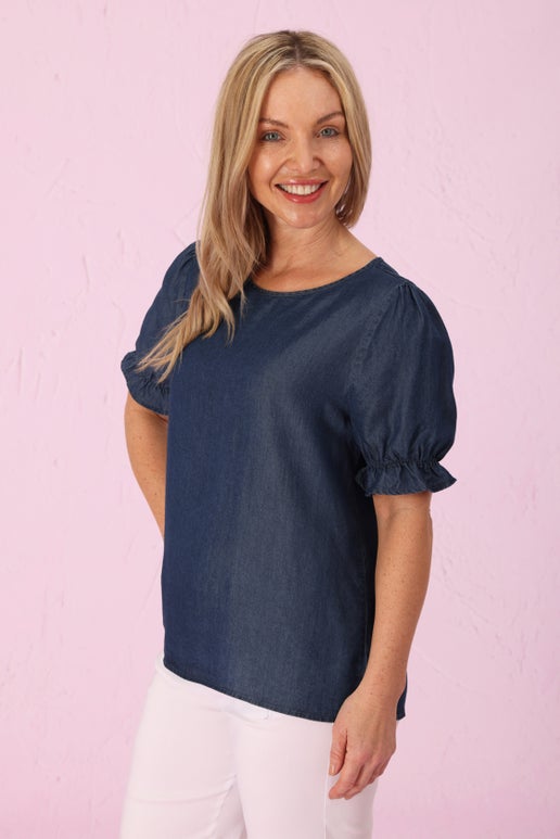Ava Top - Blue Chambray