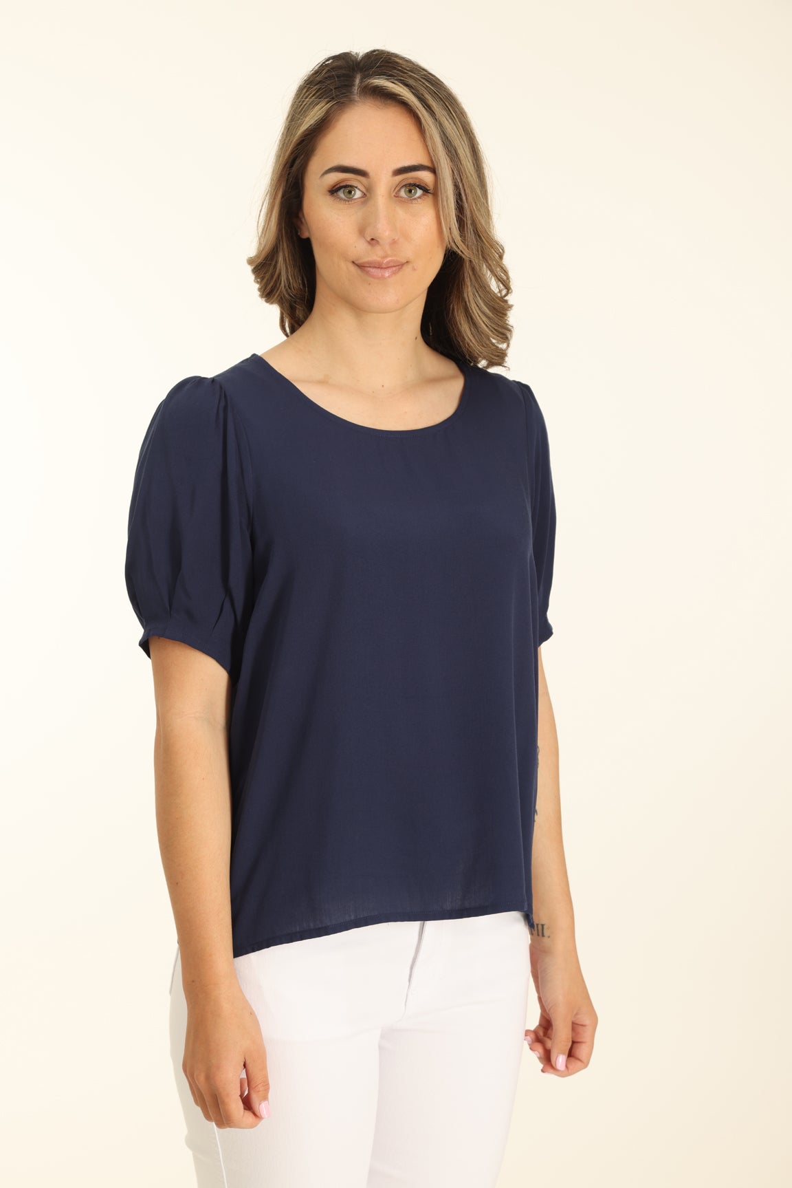 Plain Rayon Top in Navy