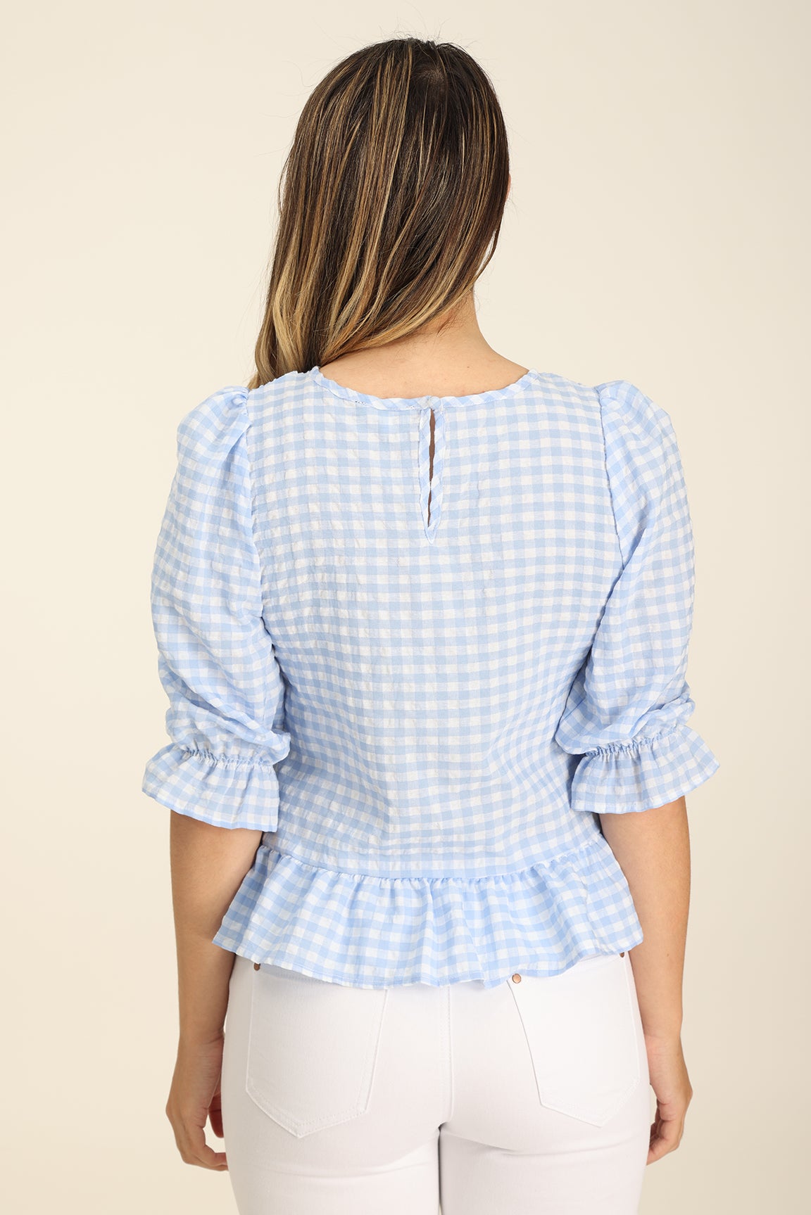 Gingham Check Top in Blue