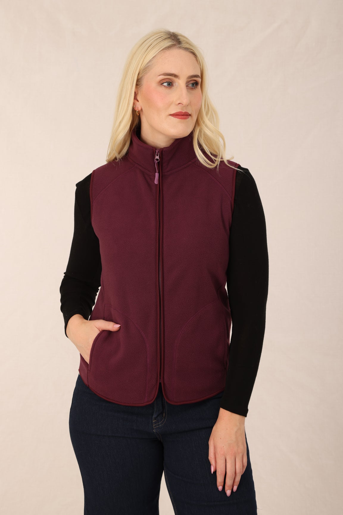 Micro Fleece Vest in Purple | Caroline Eve