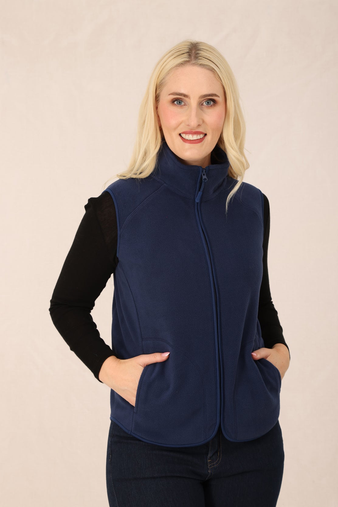 Micro Fleece Vest in Navy | Caroline Eve