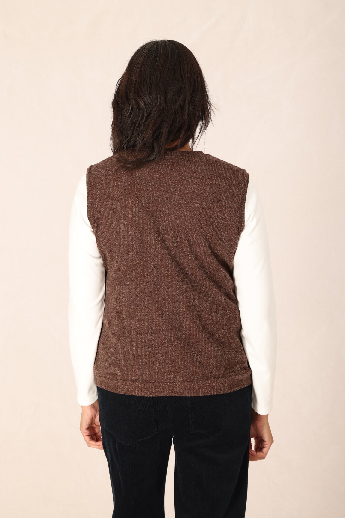 Brushed Rib Marle Vest in Brown | Caroline Eve